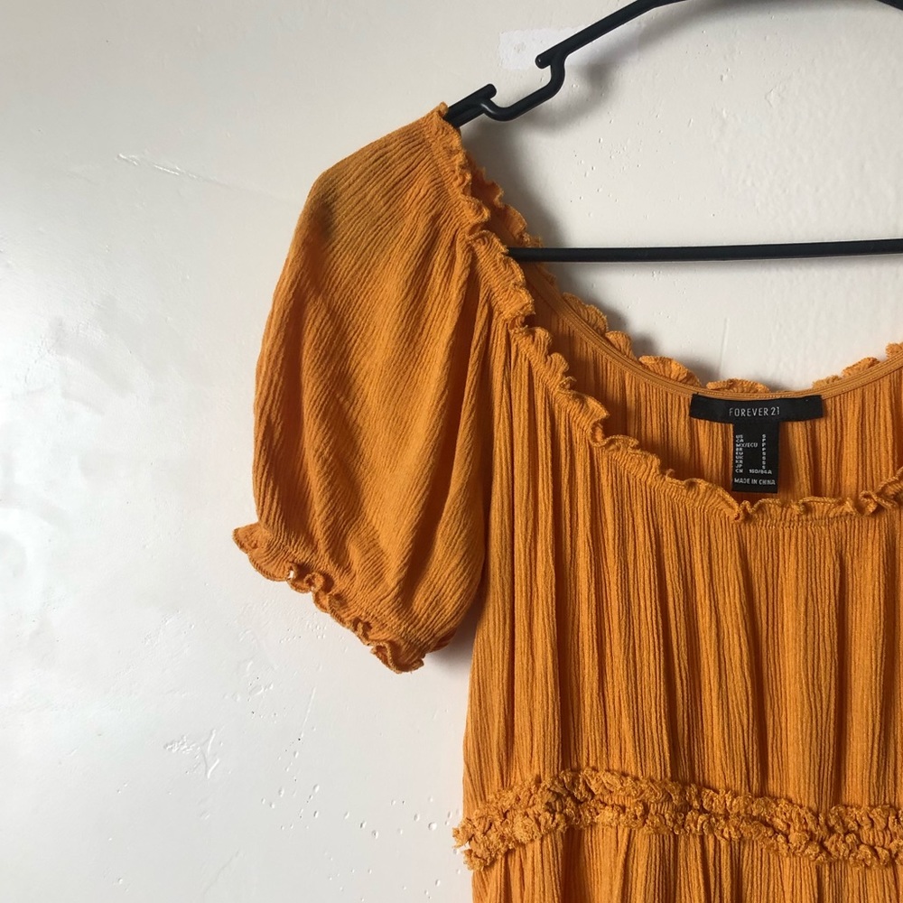 Forever21 Beautiful Yellow Puff Sleeve Dress - Picture 2 of 4